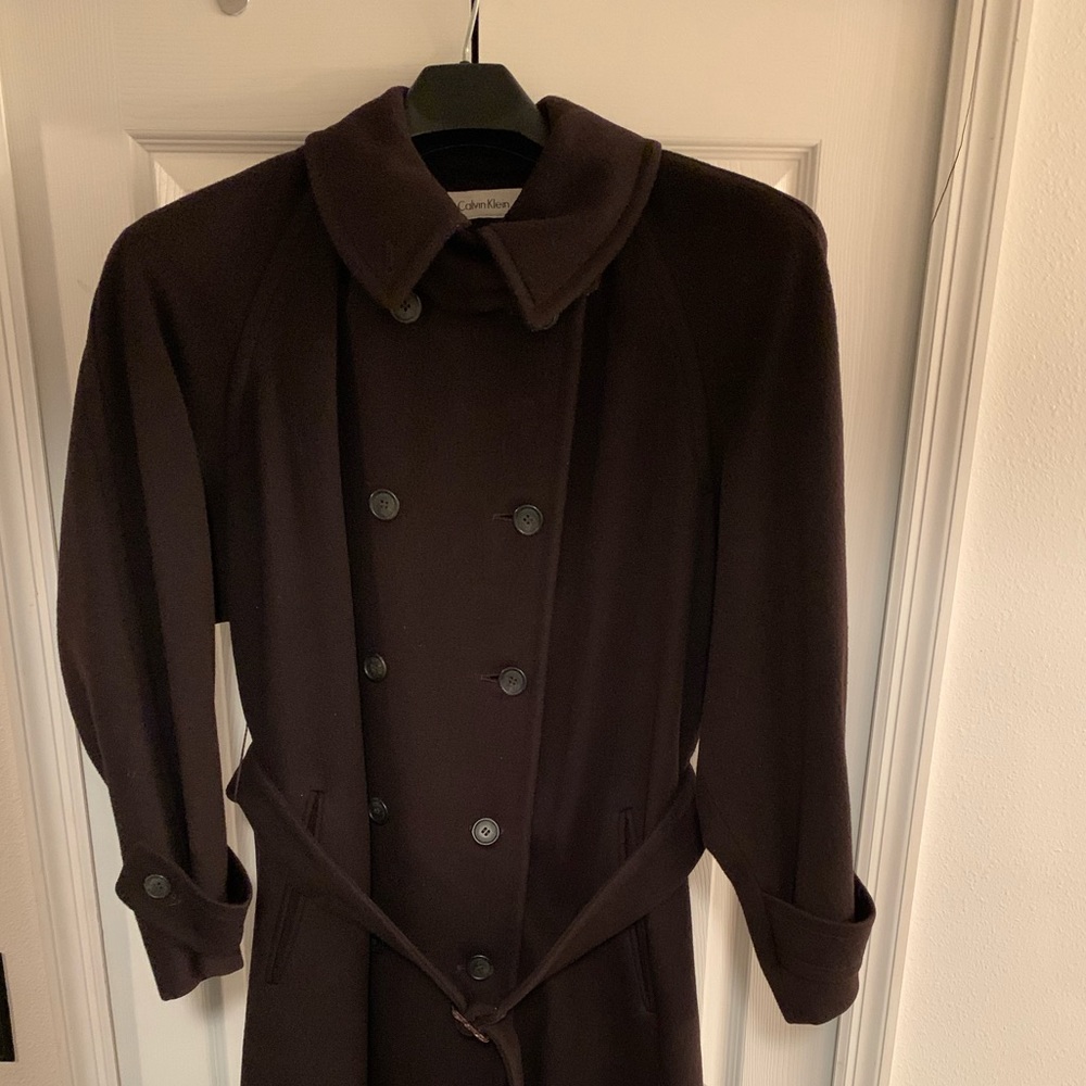 Dark brown wool trench coat